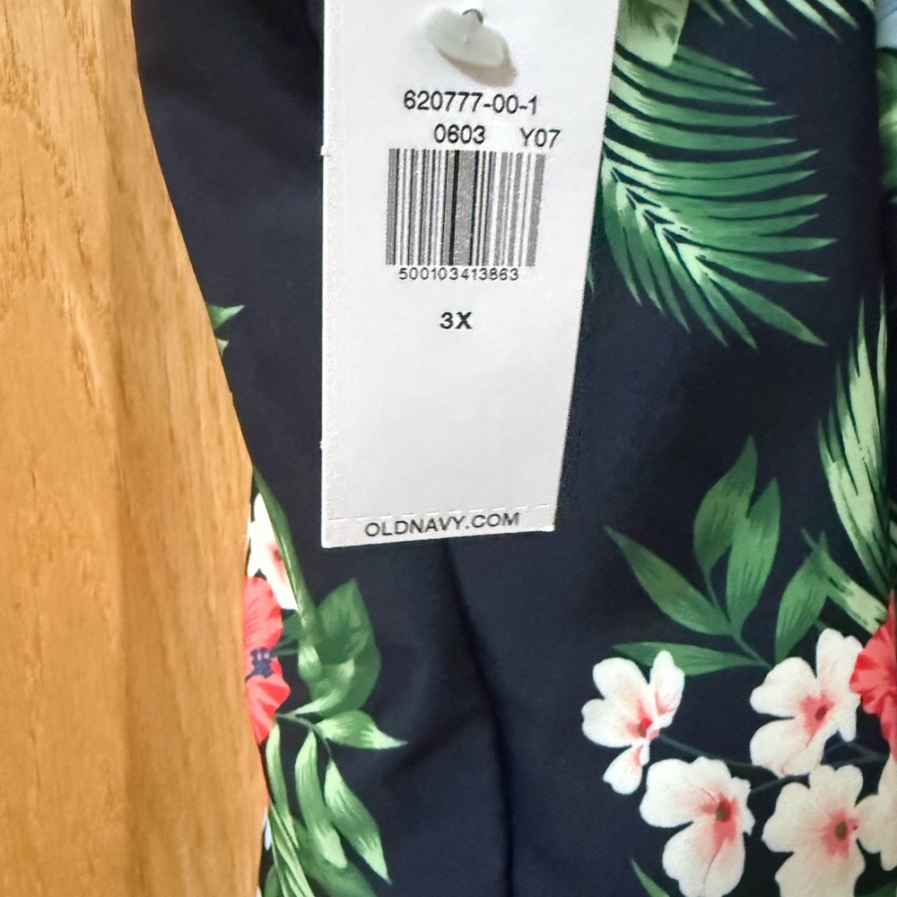 Old Navy Tropical Floral One Piece Swimsuit 3X Open Back Tie Detail NWT - Picture 4 of 5